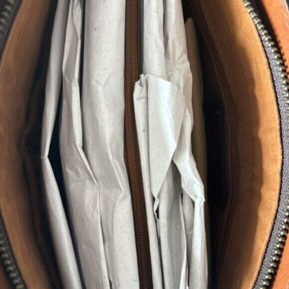 Patricia Nash Riot Rust Leather Calvi Satchel Crossbody Signature Map Brown - Picture 11 of 11